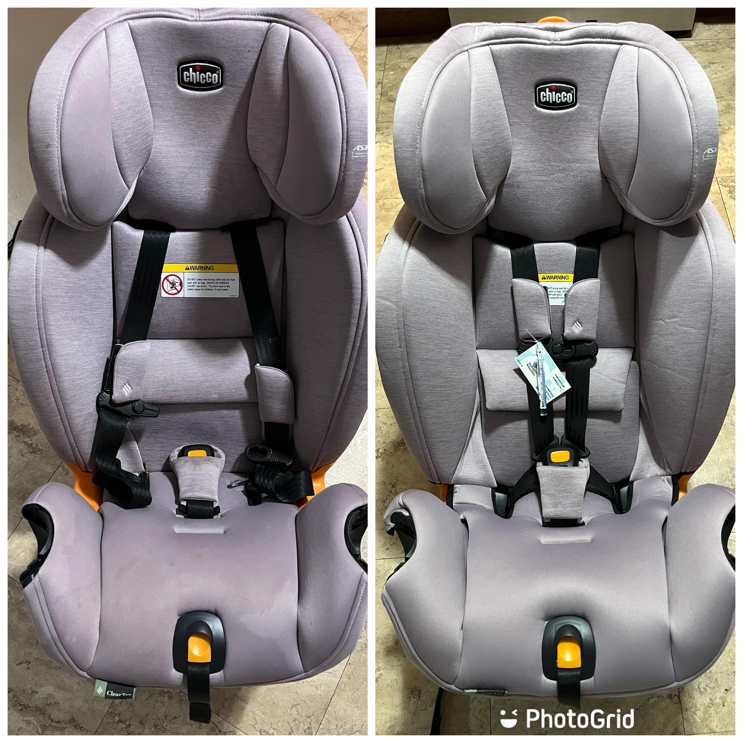 Chicco lavender car seat before and after cleaning